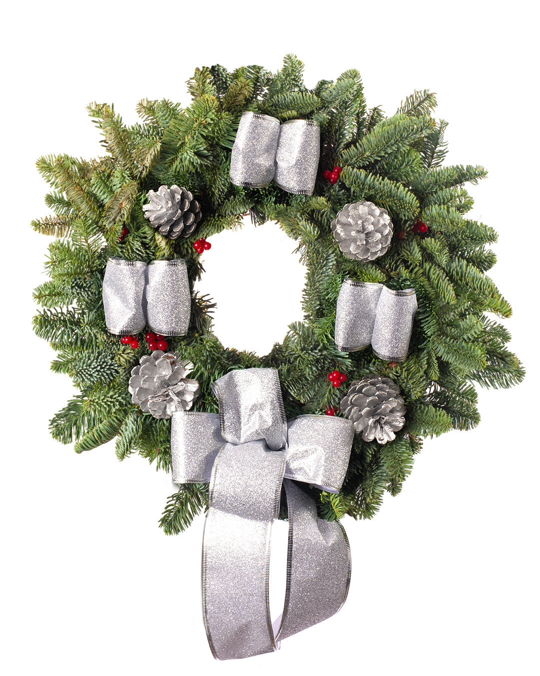 Noble Christmas Wreath - Silver