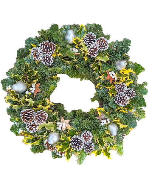 Frosty Foliage Christmas Wreath - Luxury Natural