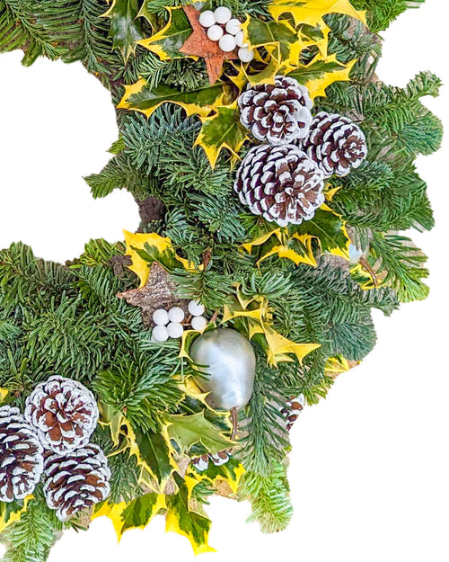 Frosty Foliage Christmas Wreath -  Luxury Natural