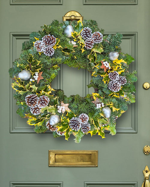 Frosty Foliage Christmas Wreath - Luxury Natural