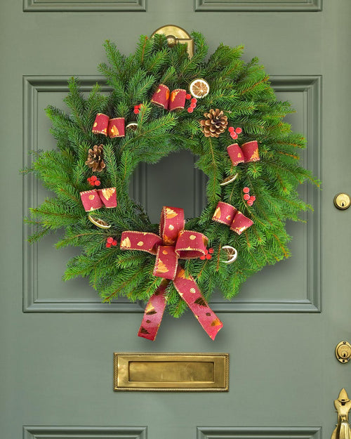 Spruce Christmas Wreath - Burgundy