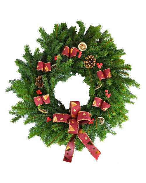 Spruce Christmas Wreath - Burgundy