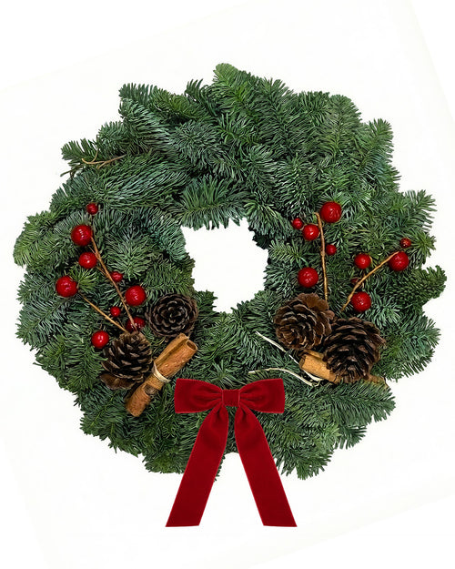 Festive Red Christmas Wreath - Luxury Natural