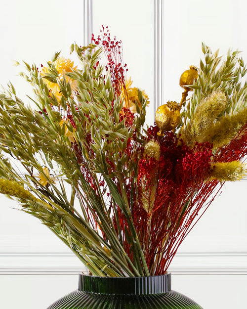 Dried Flower Bouquet - Christmas Red and Gold