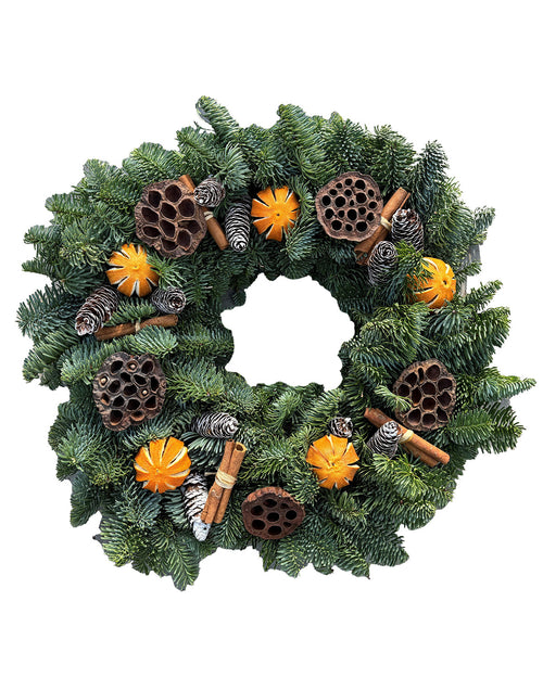 14" Cinnamon Spice Christmas Wreath - Luxury Natural