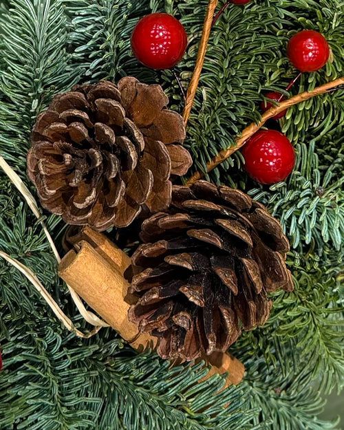 Festive Red Christmas Wreath - Luxury Natural