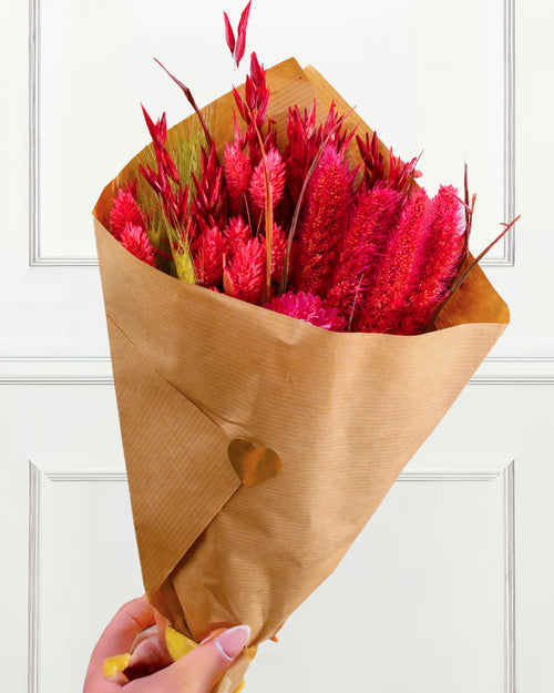 Dried Flower Bouquet - Love Red