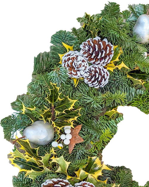 Frosty Foliage Christmas Wreath -  Luxury Natural