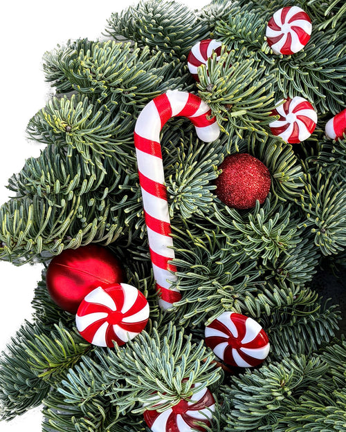 Candy Cane Christmas Wreath - Luxury Natural