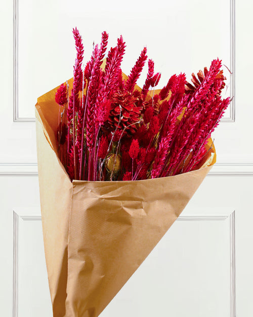 Dried Flower Bouquet - Mixed Christmas Red and Gold