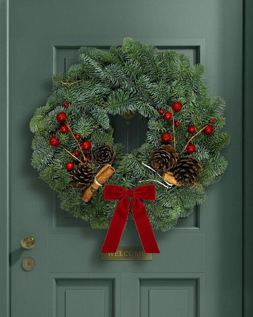 Festive Red Christmas Wreath - Luxury Natural