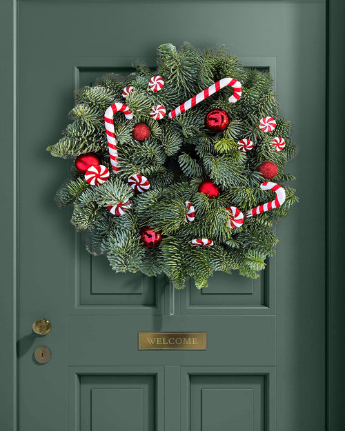 Candy Cane Christmas Wreath - Luxury Natural