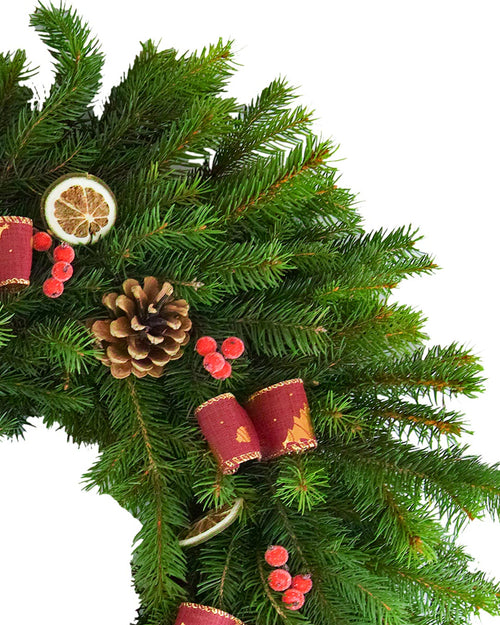 Spruce Christmas Wreath - Burgundy